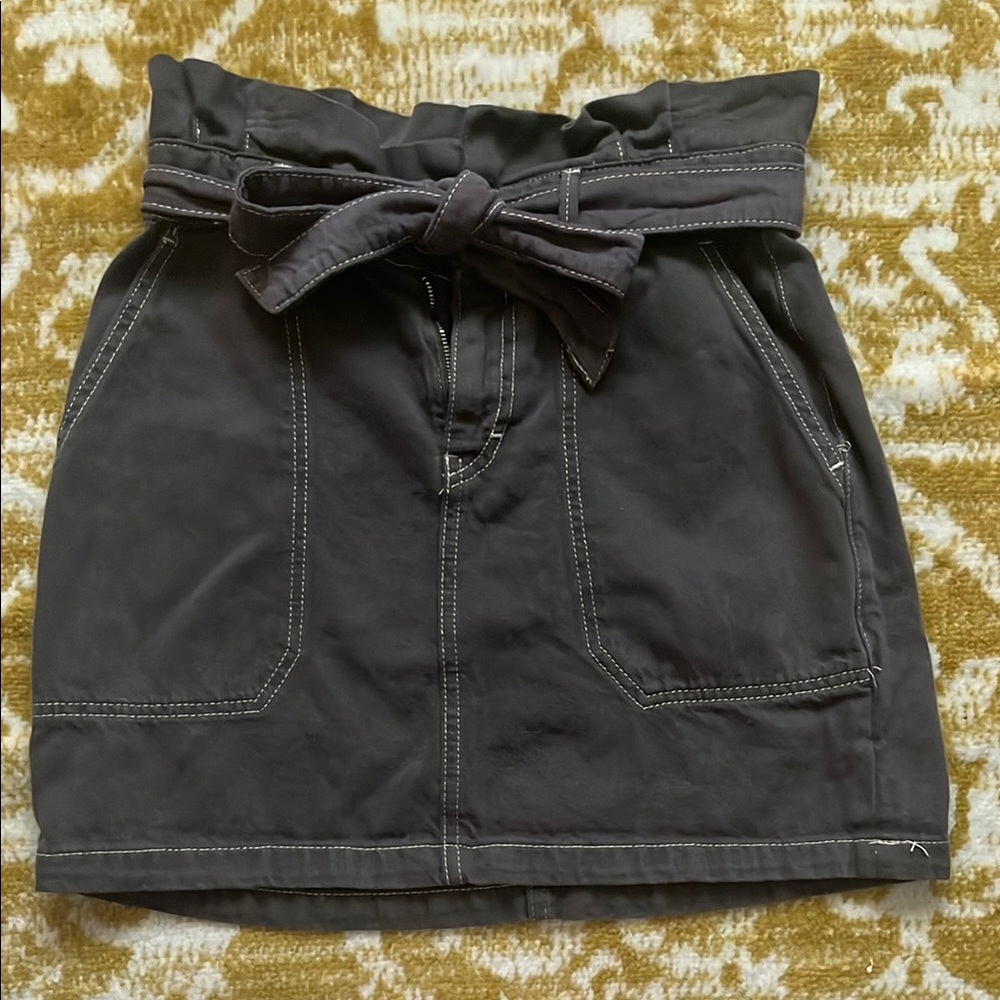 Free People Gray Skirt with Bow Detail